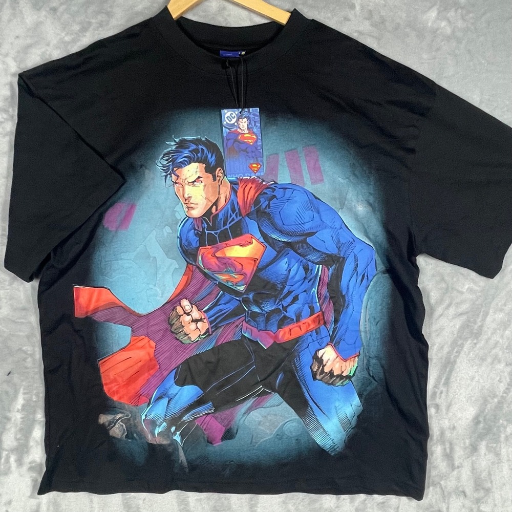 Shoe Palace x Superman Mens Black Graphic T-Shirt SMSS113 DC Comics Size L NEW